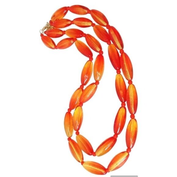 MURANO Lampwork bead necklace brilliant orange - Picture 1 of 10